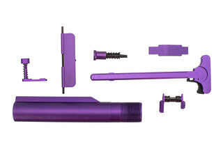 XTS anodized AR-15 parts kit with purple finish includes the parts shown here.